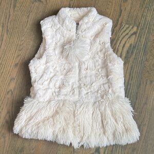 Kids Cream Faux Fur Vest